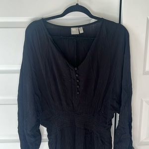 ASOS Black Button Front Tie Sleeve Dress - size 10